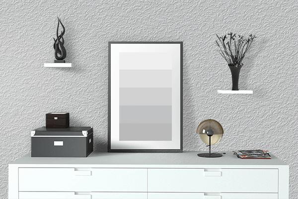 Pretty Photo frame on Bright Silver color drawing room interior textured wall