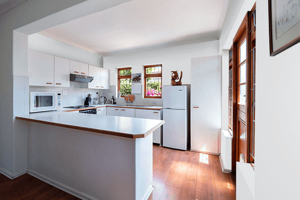 Pretty Photo frame on Bright Silver color kitchen interior wall color