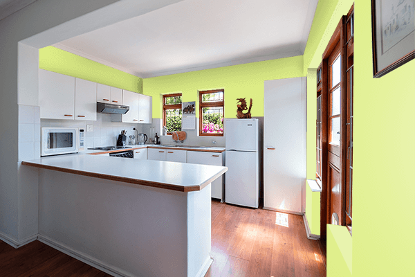 Pretty Photo frame on Sunny Lime color kitchen interior wall color