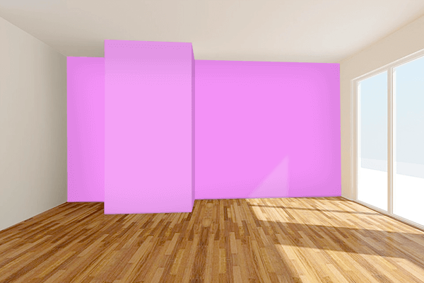 Pretty Photo frame on Shiny Violet color Living room wal color