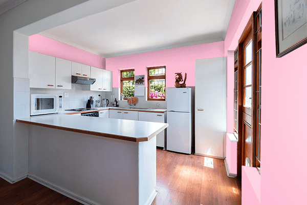 Pretty Photo frame on Girly Pink color kitchen interior wall color