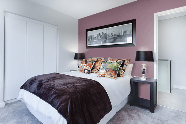 Pretty Photo frame on Blunt Violet color Bedroom interior wall color