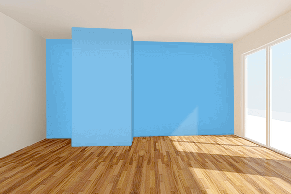 Pretty Photo frame on Blue Shimmer color Living room wal color