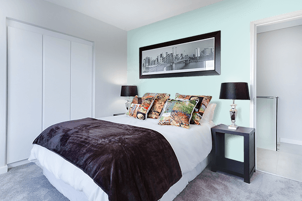 Pretty Photo frame on Celeste Velato color Bedroom interior wall color