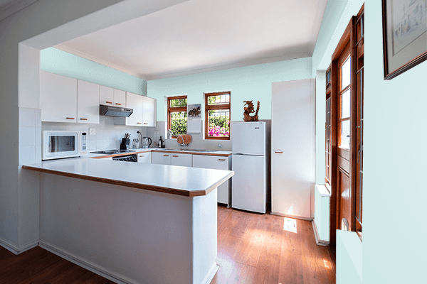 Pretty Photo frame on Celeste Velato color kitchen interior wall color