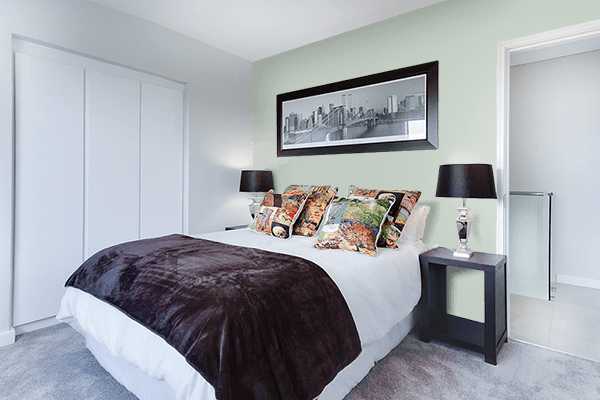 Pretty Photo frame on Pale Aqua (Pantone) color Bedroom interior wall color