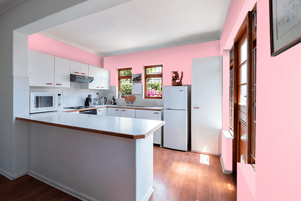 Pretty Photo frame on Pink color kitchen interior wall color