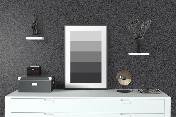 Pretty Photo frame on Black Beauty color drawing room interior textured wall