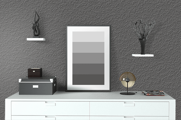 Pretty Photo frame on Manhattan Gray color drawing room interior textured wall