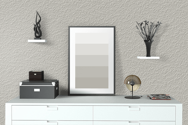 Pretty Photo frame on Silver Birch color drawing room interior textured wall