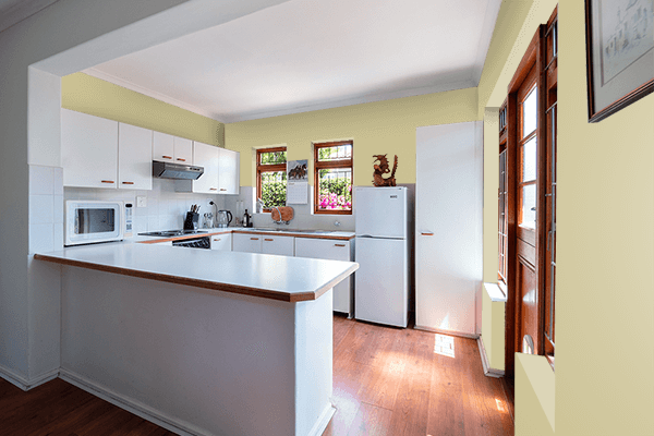 Pretty Photo frame on Comfort Khaki color kitchen interior wall color