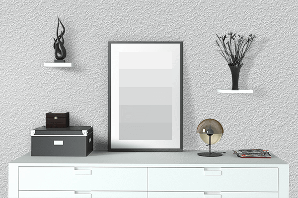 Pretty Photo frame on Shiny Silver color drawing room interior textured wall