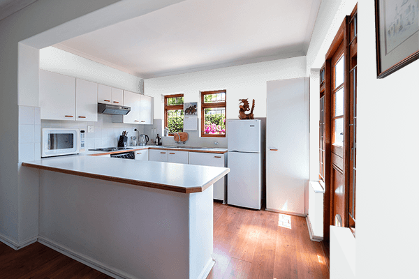 Pretty Photo frame on Shiny Silver color kitchen interior wall color