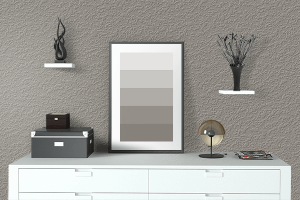 Pretty Photo frame on Weathered Gray color drawing room interior textured wall