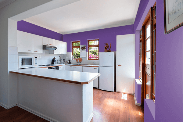 Pretty Photo frame on Mystic Purple color kitchen interior wall color