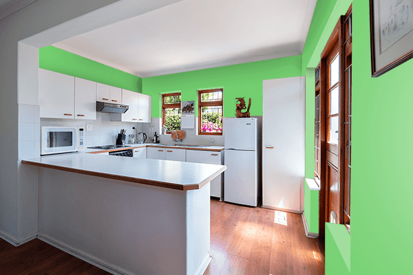 Pretty Photo frame on Atomic Green color kitchen interior wall color