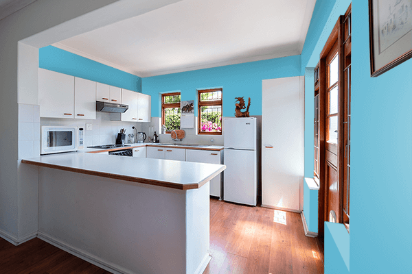 Pretty Photo frame on Mystic Sea color kitchen interior wall color