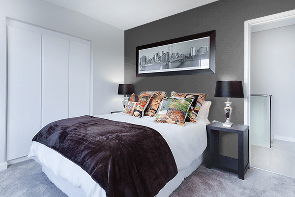 Pretty Photo frame on Briquette Grey color Bedroom interior wall color