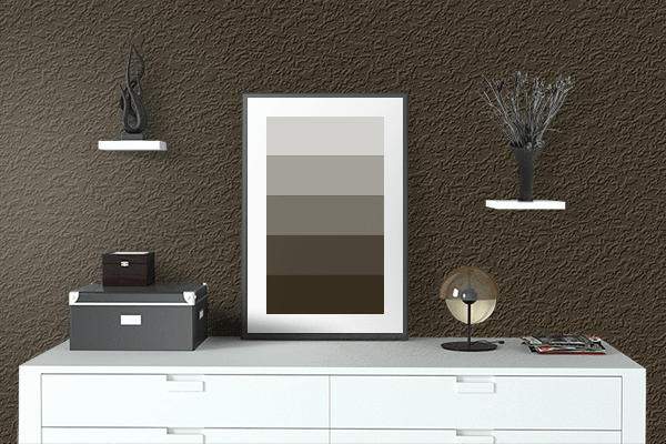 Pretty Photo frame on Raw Umber (Ferrario) color drawing room interior textured wall