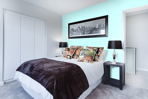 Pretty Photo frame on Celeste Pallido color Bedroom interior wall color