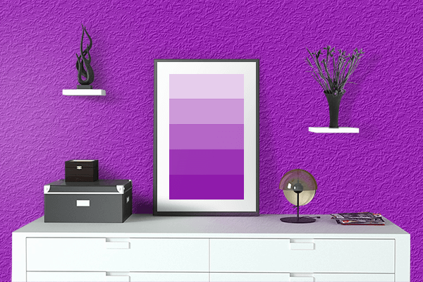 Pretty Photo frame on Purple (Munsell) color drawing room interior textured wall