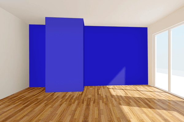 Pretty Photo frame on International Klein Blue color Living room wal color