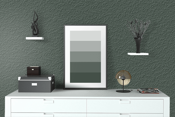 Pretty Photo frame on Exclusive Green color drawing room interior textured wall