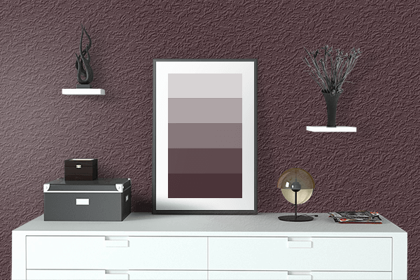 Pretty Photo frame on Cherry Black color drawing room interior textured wall