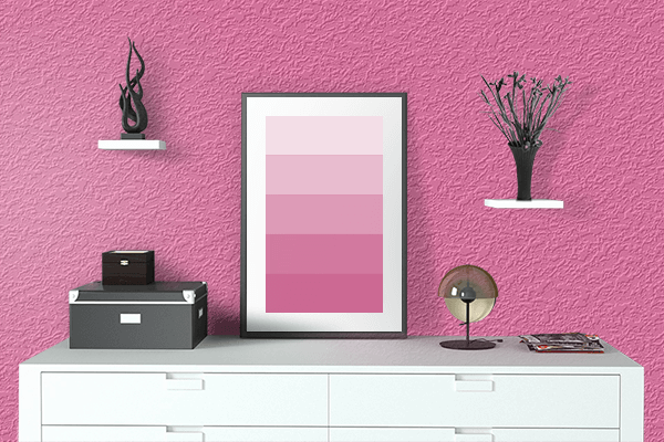 Pretty Photo frame on Pink Party color drawing room interior textured wall