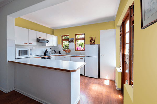 Pretty Photo frame on Olivenite color kitchen interior wall color