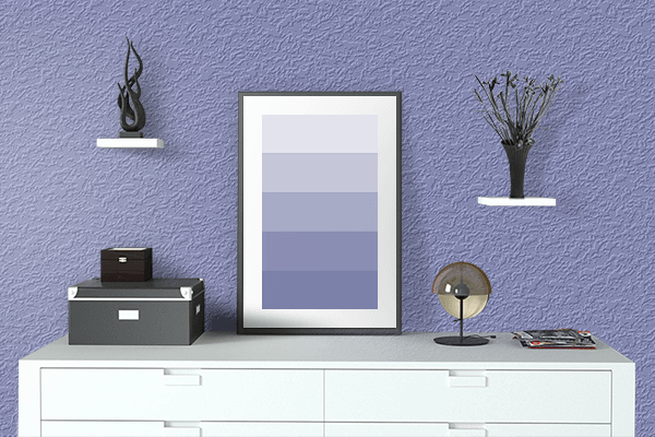 Pretty Photo frame on Pleated Mauve color drawing room interior textured wall