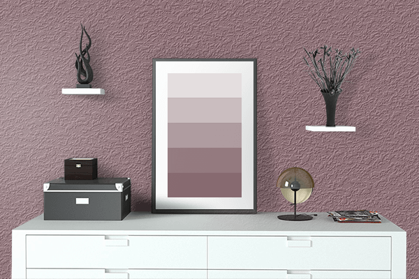 Pretty Photo frame on Wistful Mauve color drawing room interior textured wall
