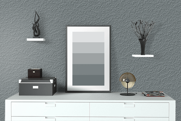 Pretty Photo frame on Winter Could Grey color drawing room interior textured wall