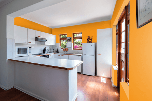 Pretty Photo frame on American Orange color kitchen interior wall color