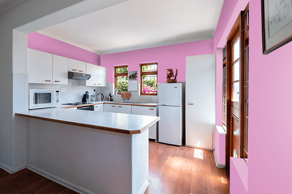 Pretty Photo frame on Firm Pink color kitchen interior wall color