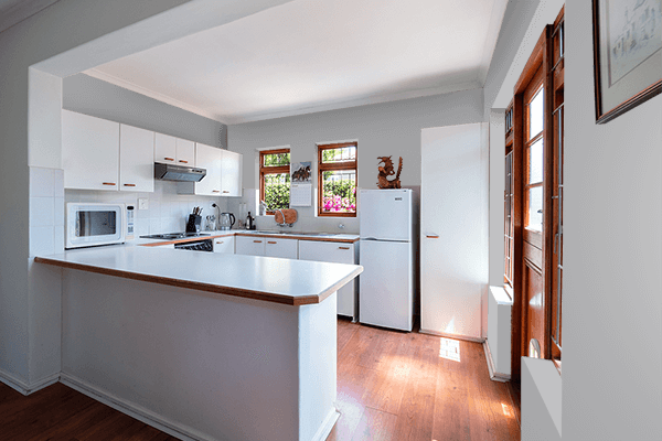 Pretty Photo frame on New Gray color kitchen interior wall color