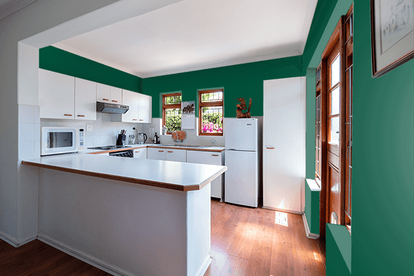 Pretty Photo frame on Chrysocolla Dark Green color kitchen interior wall color