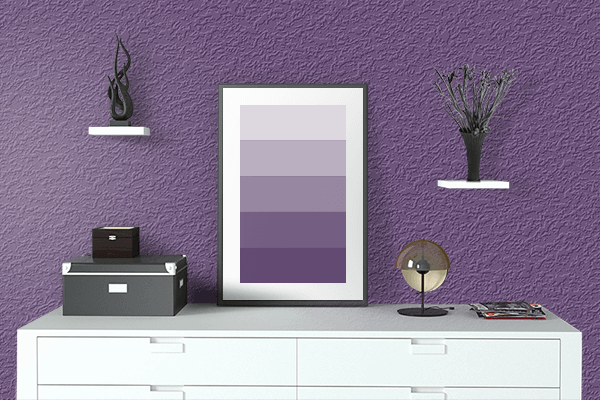Pretty Photo frame on Plum Jam color drawing room interior textured wall