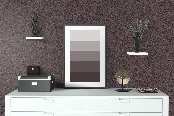 Pretty Photo frame on Wenge Black color drawing room interior textured wall
