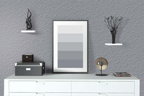 Pretty Photo frame on Frosted Gray color drawing room interior textured wall