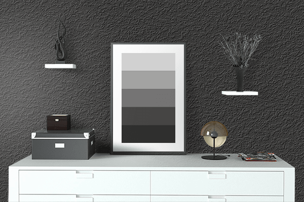 Pretty Photo frame on Classic Black color drawing room interior textured wall