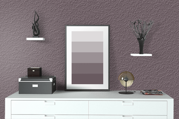 Pretty Photo frame on Mocha Brown color drawing room interior textured wall