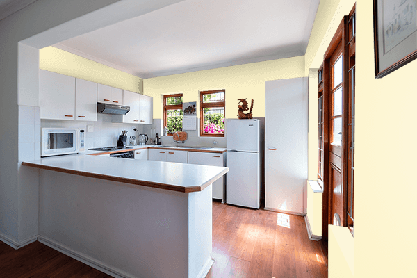 Pretty Photo frame on Warm Yellow Cream color kitchen interior wall color