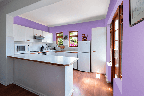 Pretty Photo frame on Lilac Purple color kitchen interior wall color