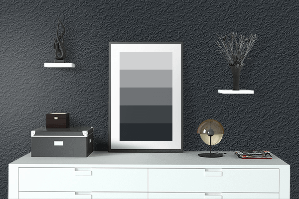 Pretty Photo frame on Frosted Black color drawing room interior textured wall