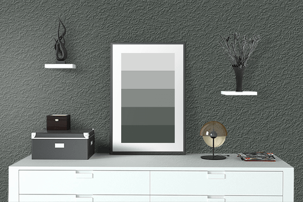 Pretty Photo frame on Rich Olive color drawing room interior textured wall