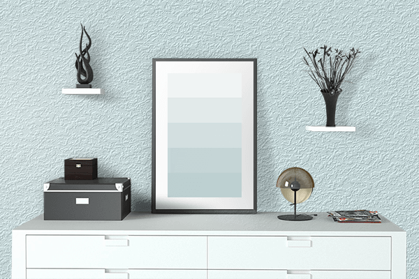 Pretty Photo frame on Clear Frost color drawing room interior textured wall