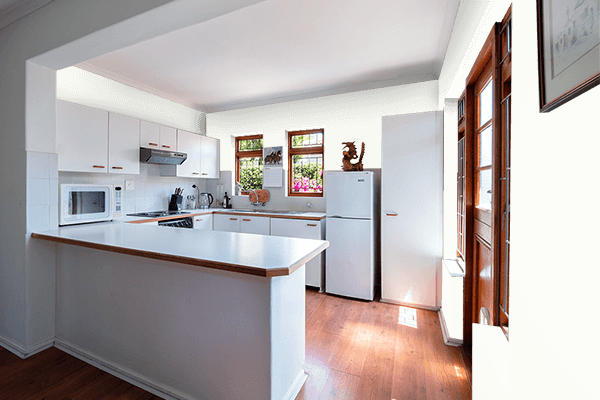 Pretty Photo frame on Fluffy White color kitchen interior wall color