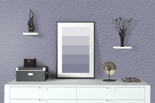Pretty Photo frame on Delicate Violet color drawing room interior textured wall