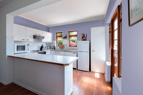 Pretty Photo frame on Delicate Violet color kitchen interior wall color